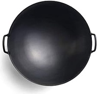 Cast Iron Wok for Stir Frys and Sautees, Heavy Duty Non-Stick Iron Chinese Wok or Stir Fry Skillet, Cookware Oven/Broiler/Grill Safe, Kitchen Deep Fryer, Restaurant Chef Quality,70cm/ 28 inch ()
