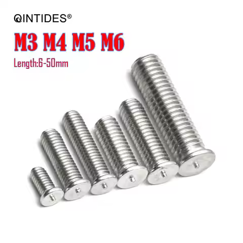 QINTIDES 50/1000Pcs M3 M4 M5 M6 Weld Studs For Capacitor Discharge Welding Stainless Steel Spot Weld