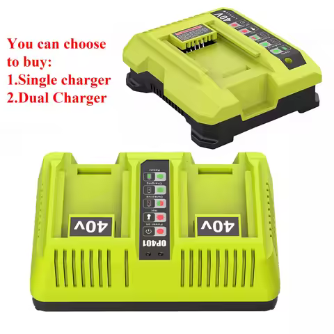 OP401 Charger for RYOBI 40-Volt Lithium Battery, Dual Ports Compatible with 40V OP4015 OP4026 OP4040