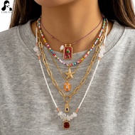 Maximalist Boho Layered Necklace Set Summer Beach Party Festival Outfit Jewelry