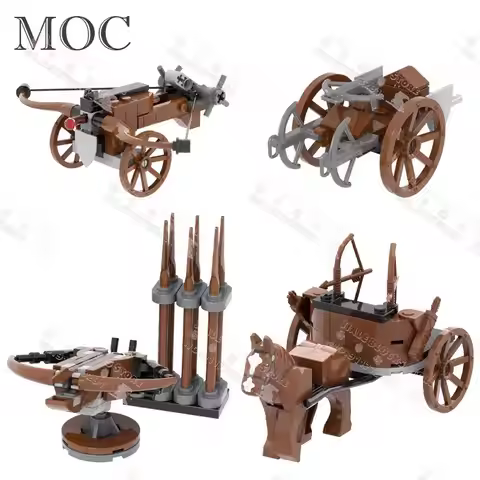 Medieval Military Series Weapon MOC Building Blocks Bow And Arrow Carriage Crossbow Ballista Model A