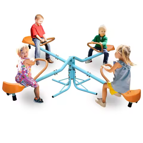 Outdoor Kids Spinning Seesaw Sit and Spin Teeter Totter Outdoor Playground Equipment Swivel Teeter T