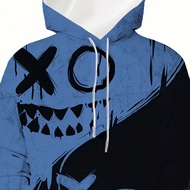 3D Digital Print Commuter Sports Casual Creative Face Graphic Hoodie, Sweatshirt, Men's Leisure Grap