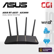 Asus RT-AX57 (AX3000) 1024 QAM 3000MBPS Dual Band WiFi 6 Free Network Security w Parental Control VP