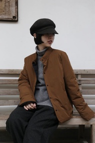 輕量保暖雙面穿羽絨外套 黑+棕 251107-3