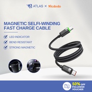 ATLAS MCDODO USB A C to L C 3A 6A 36W 60W Magnetic Self-Winding Data Charging Cable 1.2m CA 2000 600