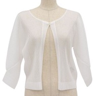 成色極佳： PLEATS PLEASE Issey Miyake PP51-F0253 網眼開襟衫，白色，3碼，日本製造，正品，女款