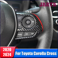 JKRTK Car Steering Wheel Button Cover Trim Stickers For Toyota Corolla Cross XG10 2020 2021 2022 2023 2024 ABS Carbon Accessories HRTWR