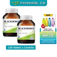 PROMO Blackmores Vitamin B + C 120 Tablets x 2 Bottles (TWIN) EXP:11/2027 [ Vitamin B+C Folic acid B