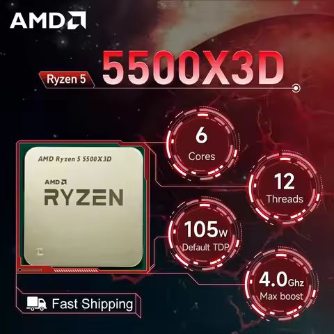 NEW AMD Ryzen 5 5500X3D Processor 105W 3GHz 6-Core 12-ThreadDDR4 L3=96M PCIe 4.0 Socket AM4 Gaming 7