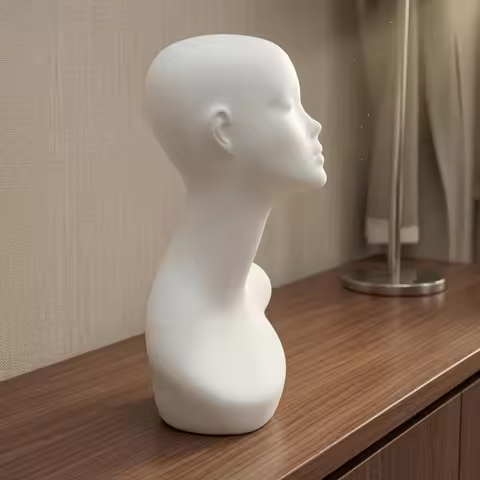 Female Mannequin Head Featureless Mannequin Bust with Shoulders Hairpiece Display Head Hollow Smooth