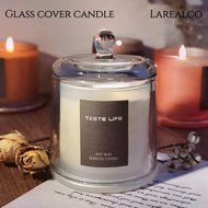 Scented candle soy wax candle with glass dome cover and jar lilin wangi candle warmer aromatherapy oil candle香薰蜡烛