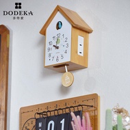 Dodijia（DODEKA）Wall Clock Wooden Cuckoo Clock Nordic Living Room Bird Children's Clock Hourly Chime 