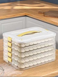 1入組餃子專用冰箱收納盒，完美廚房盛裝餃子，具有密封、新鮮、快速冷凍功能，並配有面條和雲吞的特殊隔層設計