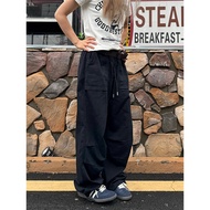 Street สไตล์อเมริกัน Retro หลวม Fit Cotton Cargo กางเกงสําหรับผู้ชายและผู้หญิงสบายๆเอวสูงเอวยางยืดกา