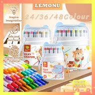 【Local Delivery】Silky Crayon for kids Washable Non Toxic colour pencil Oil Pastel Drawing Art Krayon