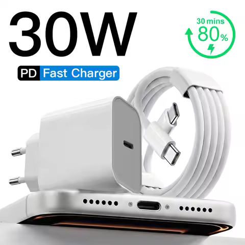 30W PD Fast Charger For iPhone 12 13 14 15 16 17 Pro Max Plus USB C To Lightning Quick Charging Cabl