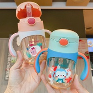 T T2GQ Infant High-Quality Straw Cup Squinting Bear PPSU Learn Drinking Cup Upside Do Not Leak Water