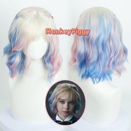 WEDNESDAY ENID SINCLAIR Werewolf Girls Cosplay Wig Pink Blue Gradient Wig Party Roleplay Wig
