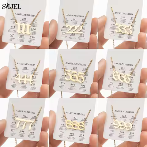 111 222 333 555 666 777 888 999 444 Necklaces for Women Men Stainless Steel Angel Number Necklace Wi