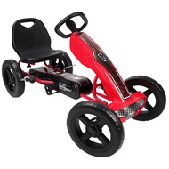 Crew Race Z Pedal Go Kart - Red - Kids, Sporty Graphics on The Front Fairing, Adjustable Bucket Seat