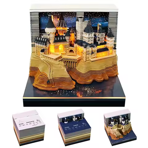 Omoshiroi Block 3D Memo Pad Led Howarts Notepad 3D Model Castle Sticky Note 3D Art ​Hary Design Cust