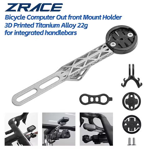ZRACE 3D Printed Titanium Bike Computer Front Mount for Integrated Handlebars, iGPSPORT Garmin Bryto
