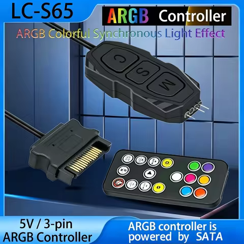 5V 3pin ARGB Controller To SATA Power Supply Mini RGB Controller For Computer Case ARGB fans,coolers