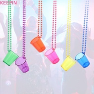 KEEPIN 5Pcs Shot Glass on Beaded Necklace, Transparent Reusable Bachelorette Party Shot Glasses, Lig