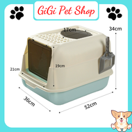 Nhà vệ sinh kín cửa thông hơi khay chậu cát vệ sinh cho mèo size lớn nhựa cao cấp tặng kèm xẻng xúc 