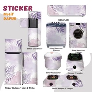 PUTIH MATA UNGU MESIN Sticker Sticker Fridge Stove Washing Machine 1 2 Door Eye Tube Rice Cooker Dispenser Ac Floral motif Purple White Decoration