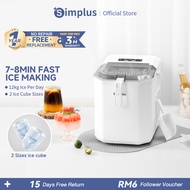 Simplus Portable Electric Auto Bullet Ice Maker (12kg/24H) 6Min Fast Icing 2 Size 60 Ice Cubes withi
