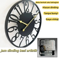 STARLYX Metal Wall Clock, 50/60cm Large Iron Wall Clock, Aesthetic Minimalist Silent Battery Powered