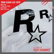.STAR R sticker, UV DTF material (size: 11cm and size: 6m to choose from) available in white and bla