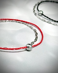 許願吧精靈 - 瑞典天鐵祈願蠟線雙鍊手環/醫療鋼/天鐵/鎳鐵隕石