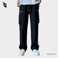 GEWORTH Men Cargo Pants Long Pants Classic Straight Cut Trousers Multi Pocket Loose Man Pants Seluar