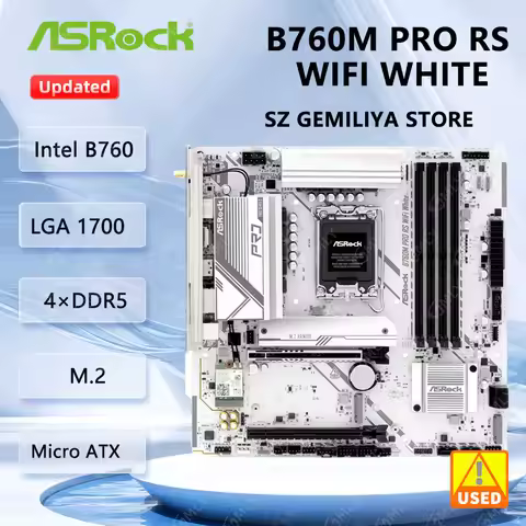 ASRock B760M Pro RS WiFi White Motherboard LGA 1700 DDR5 256GB Intel B760 M.2 Micro ATX i9-14900 141