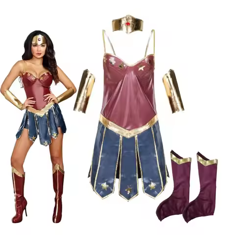 Halloween Superhero Cosplay Wonder Woman Costume Dress for Women