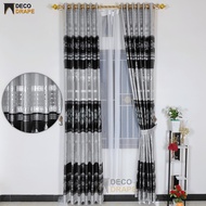 Gorden Jendela Dan Pintu Rumah Kain Blackout Motif Printing Emas Batik Tinggi 230 cm