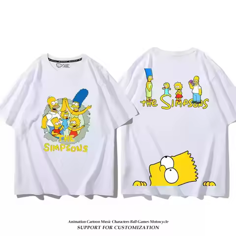 The Simpsons peripheral anime T-shirt short sleeve men's and women's clothing summer 100% cotton loo