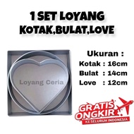 1 set of 3 types of round square love pans 16cm, 14cm, 12cm galvalum material