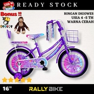 Promo|Terbaru Sepeda anak ukuran 16 perempuan roda 4 keranjang pink