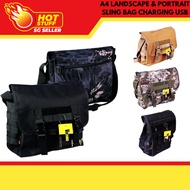 Vozuko Heavy Duty A4 Sling Bag with USB & Headset Port - Singaporean Design