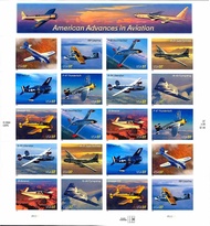 American Advances in Aviation Collectible Sheet of Twenty 37 Cent Stamps Scott 3916-25 By USPS Ameri