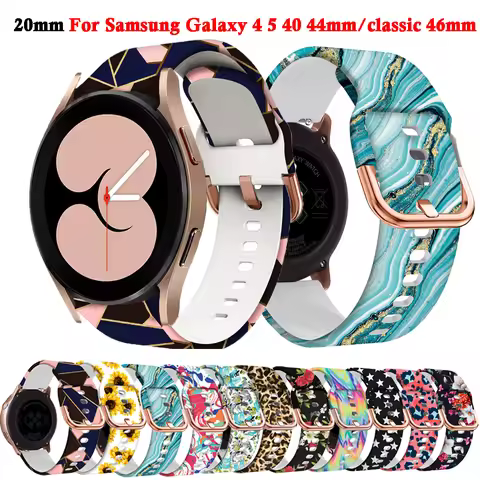 20mm Silicone Strap For Samsung Galaxy Watch 4 5 6 40mm 44mm/5 Pro 45mm/Watch4 Classic 46mm 42mm/Act