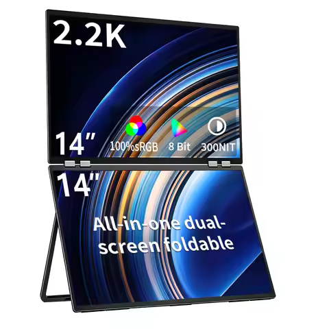 14 Inch 2.2K Dual-screen Portable Monitor IPS HDR 100%SRGB Compatible with Tiptop PS4/5 Swicth Xbox