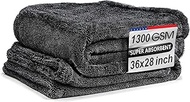 Premium Car Drying Towel from No Streaks, Scratches, or Water Spots - 36x27 Large Premium 1300 GSM M