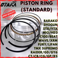 PISTON RING (Standard Size) BARAKO/CT/RS/C100/CB125/CG150/GY6/HD3/LIFAN/MIO/RAIDER/XRM/SUPREMO/BEAT