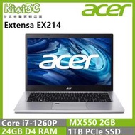奇異果3C 三年保固 ACER EX214-53G-786K i7-1260P/24G/MX550/14"/W11P