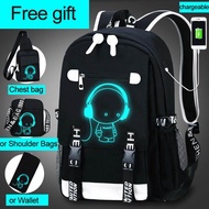 Student School Backpack 3D Luminous Animation USB Charge School bag for Teenager boy anti-theft children's backpack schoolbags